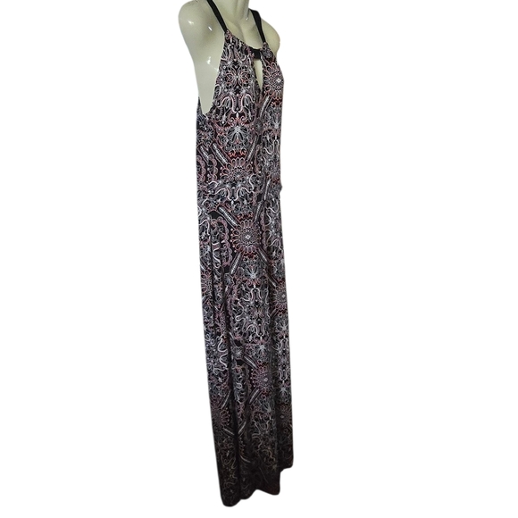 White House Black Market Black and Red Patterned Maxi Dress - Picture 4 of 9
